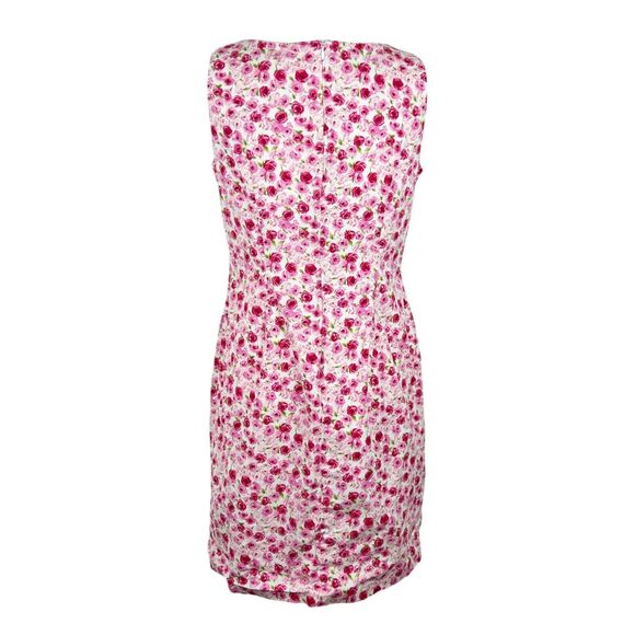 CDC Dress Women 12 White Red Pink Floral All Over Print Sheath Sleeveless Casual - Picture 4 of 12